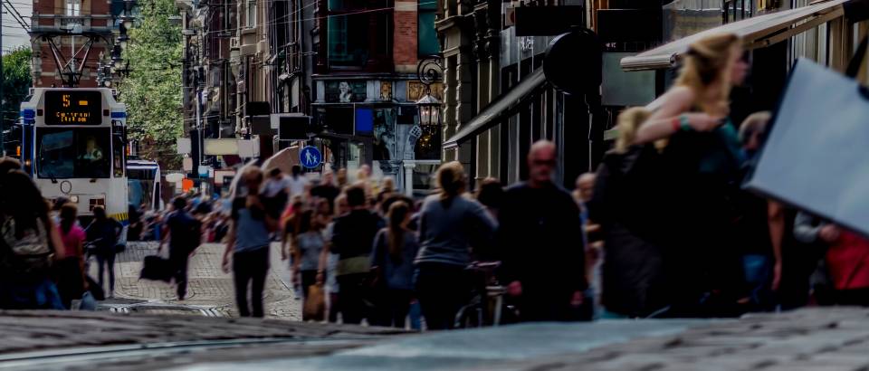 Busy European City Street